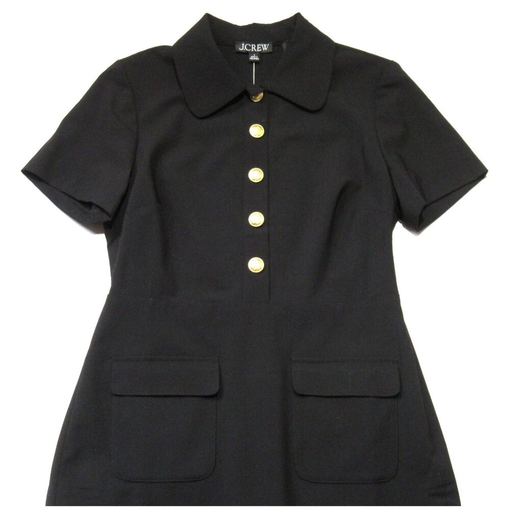 NWT J.Crew Collared Sheath in Black Bi-stretch Wool Blend Dress 6 $298 - Picture 7 of 10